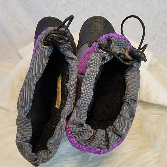 ITASCA Youth Girls Snow Boots Black Purple Drawstring Pull On Insulated Winter 1 - Picture 6 of 9